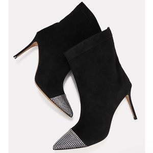 NIB alexandre vauthier cha cha sequin suede booties in black